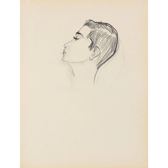 This late 20th century graphite on paper portrait is by Abstract Surrealist San Francisco artist Michael di Cosola...