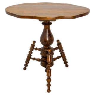 French Elm Gueridon or Side Table with Turned Feet, 1920s For Sale