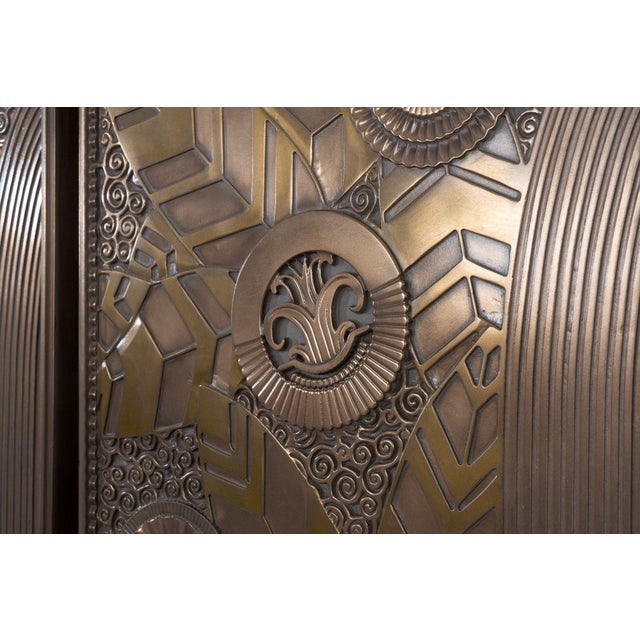 Bronze 1990s Set of Six Bronze Decorative Panels Edgar Brandt Style For Sale - Image 8 of 9