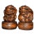 Pair of Carved Boxwood Guardian Lions – 3" Foo Dog Figures With Pedestals For Sale