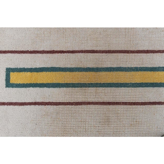 Art Deco Doris Leslie Blau Vintage French Art Deco Cream Hand-Knotted Wool Rug For Sale - Image 3 of 8