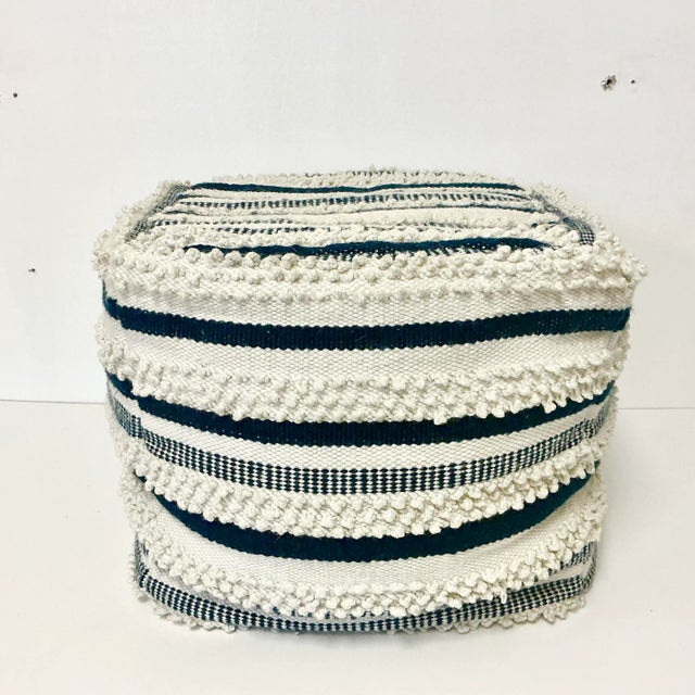 Boho Chic 1980s Vintage Boho Chic Coastal Kilim Pouf Hassock Footstool. For Sale - Image 3 of 14