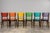 Mid Century Modern French Oak Dining Chairs in Rainbow Vinyl - Set of 6 For Sale - Image 18 of 18