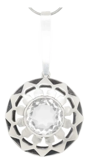 Scandinavian Mid-Century Modern Silver & Rock Crystal Pendant for a Necklace