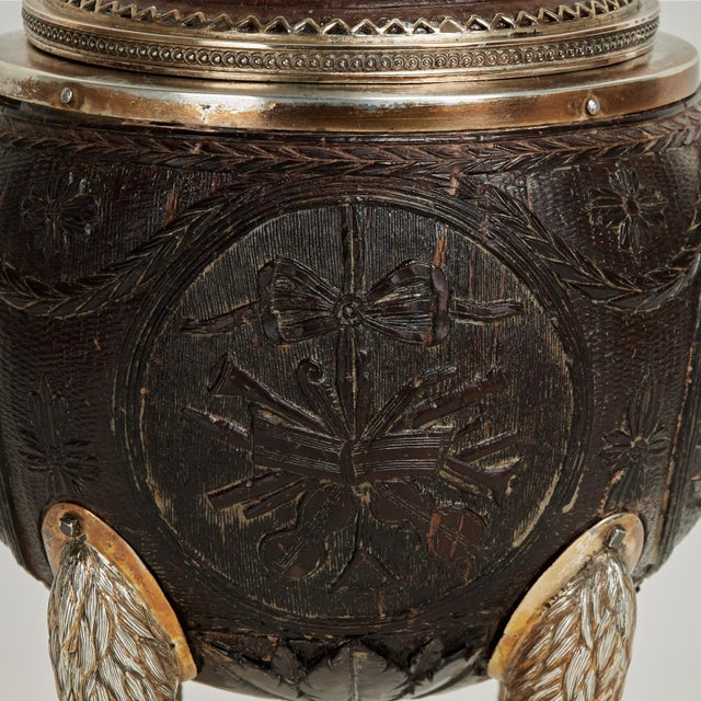 Antique French Regency Style Carved Coconut Box on Hoofed Stand For Sale - Image 9 of 16