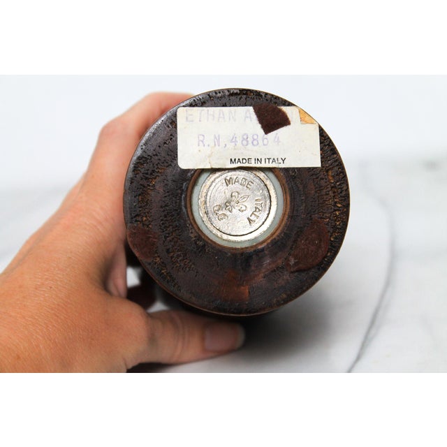 Brown Vintage Italian Ethan Allen Wood & Brass Pepper Mill For Sale - Image 8 of 8