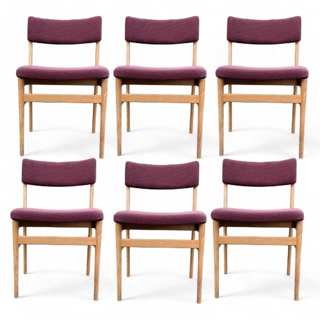 A beautifully designed set of six Danish modern dining chairs by Vestervig Eriksen for Brdr. Tromborg, crafted in Denmark...