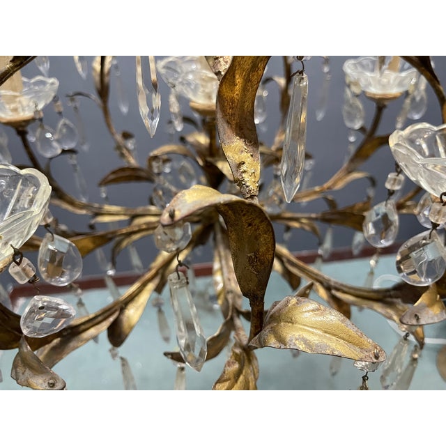Italian Florentine Tole Chandelier, Italy, 1950s For Sale - Image 4 of 12