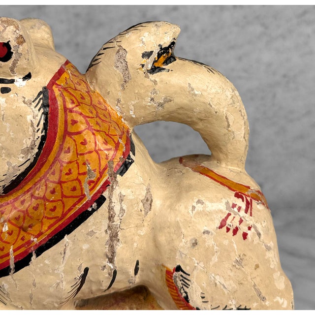 Vintage Hindu Gajasimha Foodog Lion W/ Elephant Painted Sculpture - 12" For Sale - Image 13 of 14