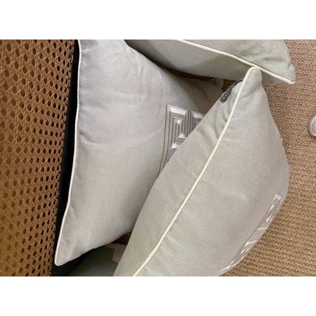 2020s Linen Pillow With Greek Key Applique´ For Sale - Image 5 of 5