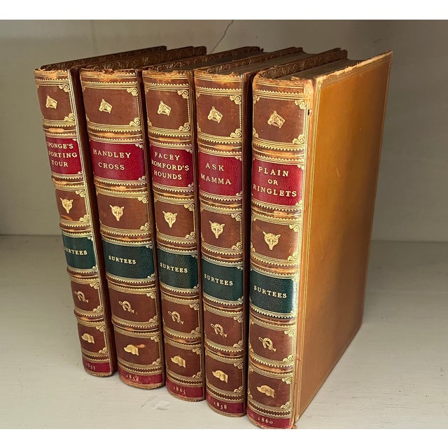 Animal Skin Antique 19th Century Fine Leather Bindings - Books by Robert Smith Surtees - 5 Volumes For Sale - Image 7 of 11