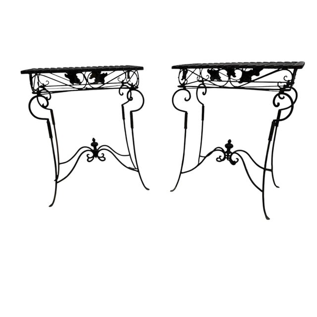 Farmhouse Cast Iron, Garden District, French Style, Side or Drink Table - A Pair For Sale - Image 3 of 10