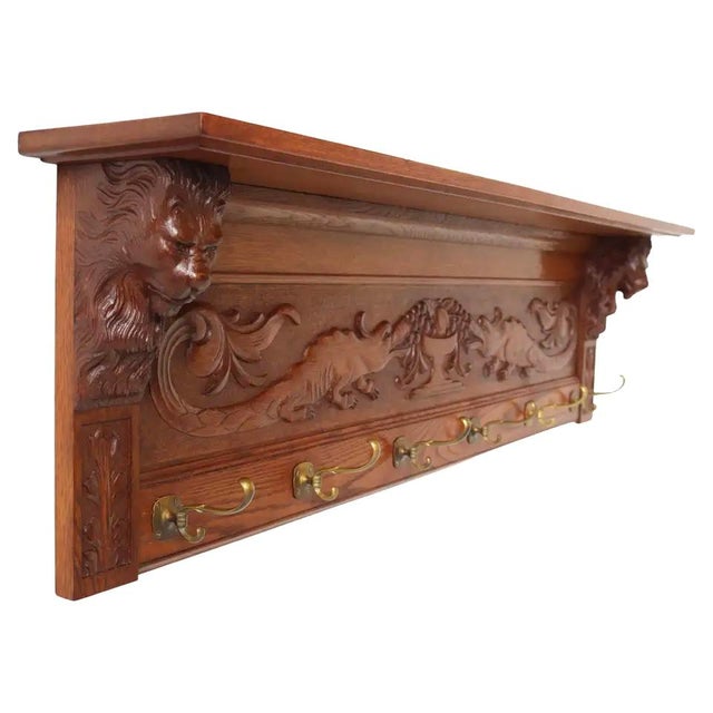 Antique Renaissance Revival French Coat Rack Lion Masks, 1880 For Sale - Image 13 of 13