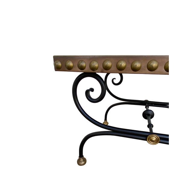 Parisian Maison Jansen-Style Hand-Forged Iron and Leather Cocktail Table For Sale In Phoenix - Image 6 of 8