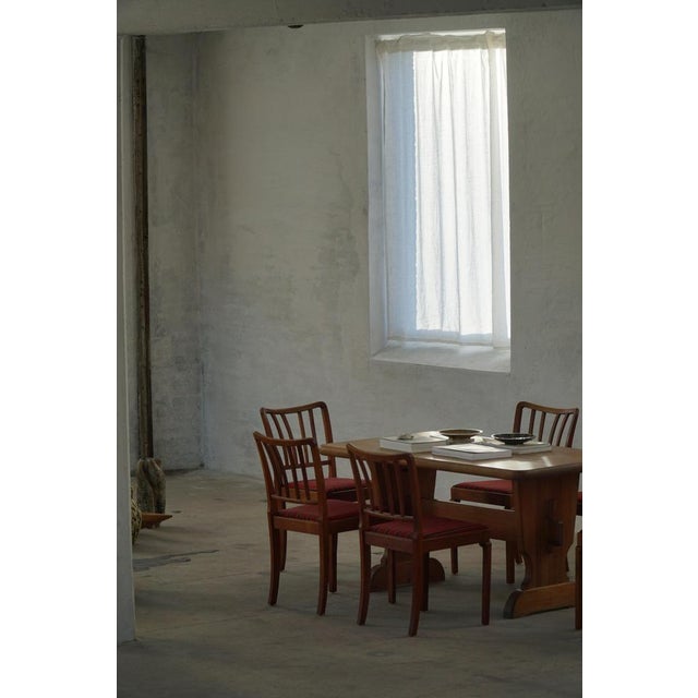 Textile Danish Modern Dining Chairs in Oak and Upholstered Seats, 1950s, Set of 6 For Sale - Image 7 of 18