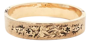 Late 19th Century Victorian Taille d'Epargne Enameled 10k Hinged Bracelet
