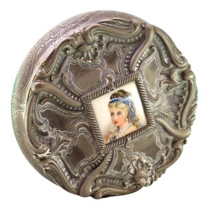 Silver Jewelry Box with Reliefs and Gold Friezes For Sale