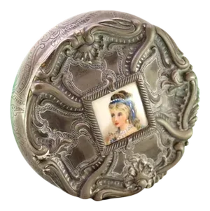 Silver Jewelry Box with Reliefs and Gold Friezes
