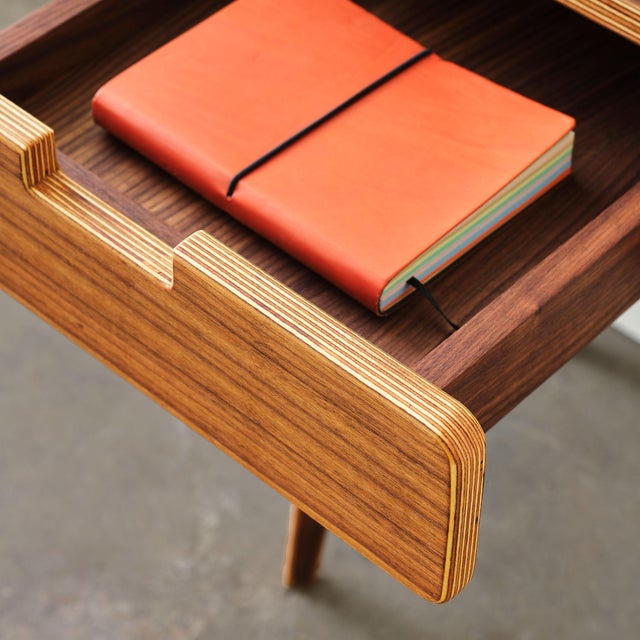 Modern End Table With Drawer - 25"h - Walnut For Sale - Image 4 of 8