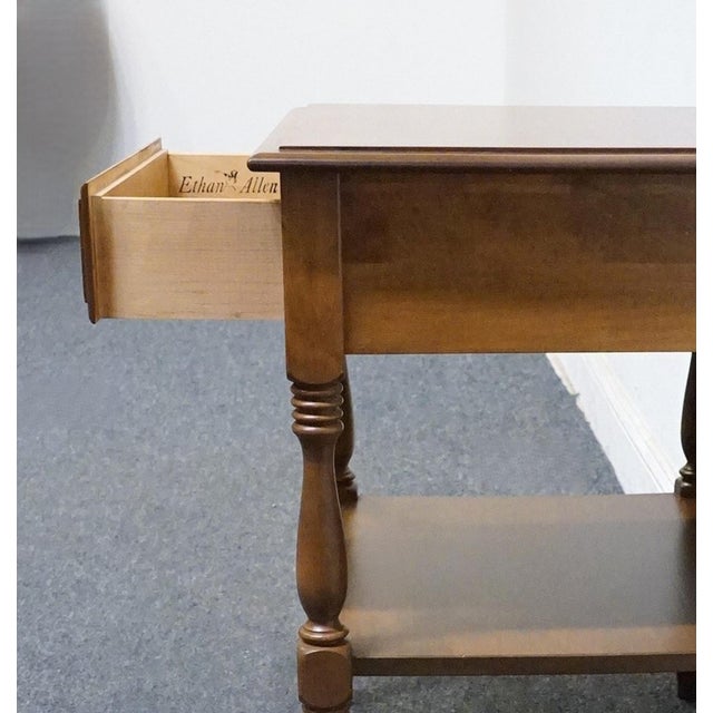 Wood Ethan Allen Heirloom Nutmeg Maple Colonial Early American 22" Tiered Nightstand 10-5326 For Sale - Image 7 of 13