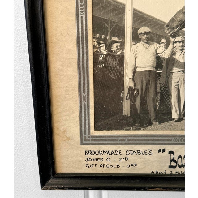 Vintage Equestrian 1949 Horse Racing "Band Leader" Framed Photograph - 12x14 For Sale - Image 9 of 11