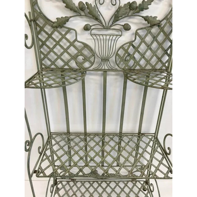 Rustic European 1970s Vintage Wrought Iron Shelf – Decorative Metal Bakers Rack With Floral Motif For Sale - Image 3 of 7
