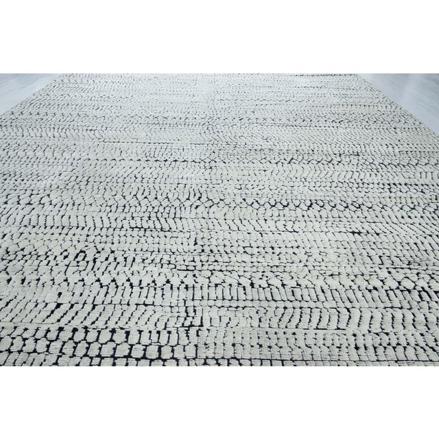 Early 21st Century Contemporary 'Society' Black and White Handmade Wool Rug by Doris Leslie Blau For Sale - Image 5 of 7