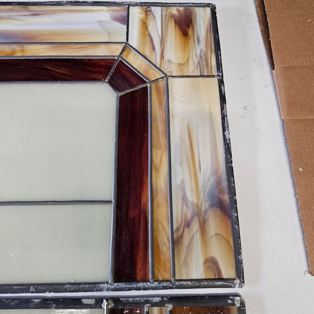 Vintage 1940s Slag Glass Panel – Geometric Mosaic Window, 6 Sections For Sale In San Francisco - Image 6 of 10