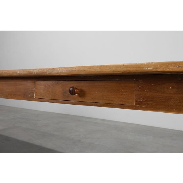 Wood Large French Provincial Farm Table in Elm Wood, France, 1850 For Sale - Image 7 of 16