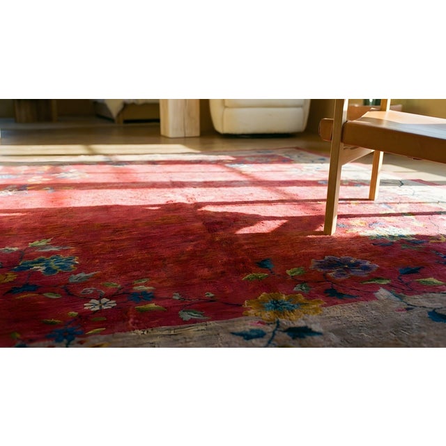 1920s Knotted Purple Wool Antique Chinese Art Deco Room Size Rectangle Rug For Sale - Image 12 of 14