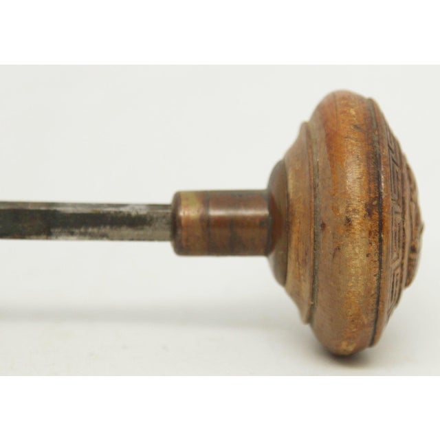 Late 19th Century Pair of Antique 1880s Mallory Wheeler Warrior Wood Door Knobs For Sale - Image 5 of 7
