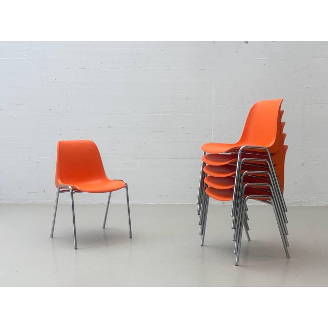 Orange Stacking Chairs Europa by Helmut Starke for Embru, 1970s For Sale - Image 15 of 15