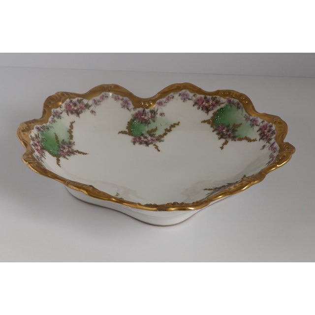Limoges, France Antique B&h Limoges France Hand Painted Bowl Gilt Rim Floral 10” For Sale - Image 4 of 10