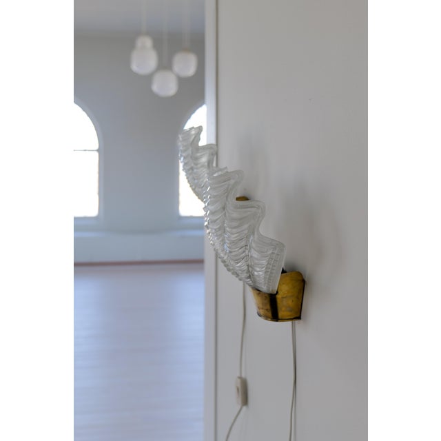 1950s Mid-Century Modern Brass and Glass Wall Lights from ASEA, 1950s, Set of 2 For Sale - Image 5 of 11
