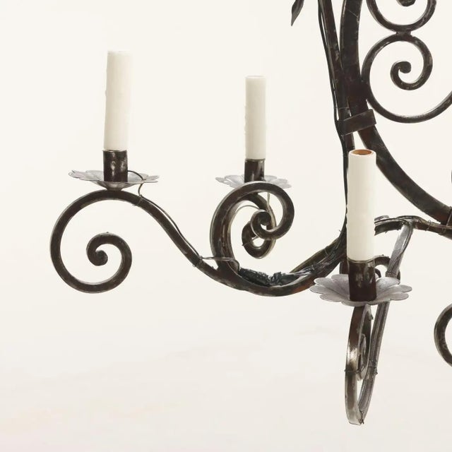 French Provincial 19th Century French Provincial Decorative Steel Chandelier For Sale - Image 3 of 5