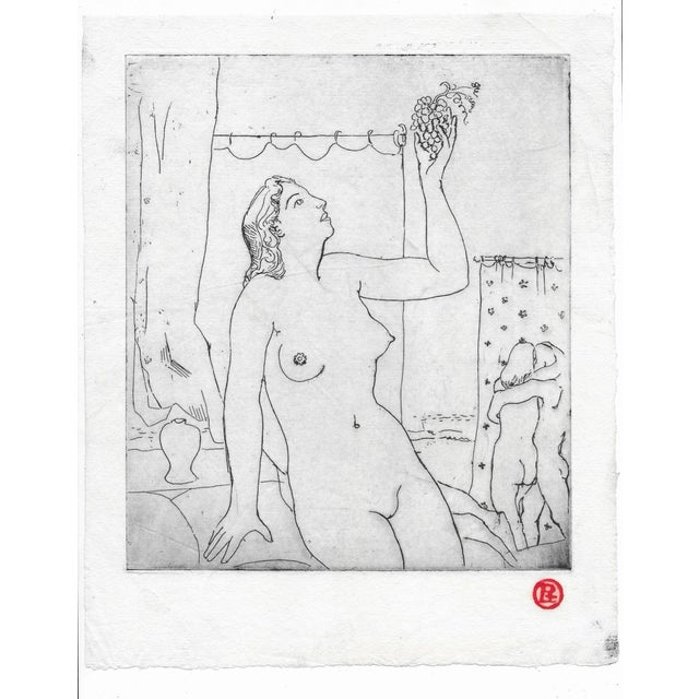 MCM Roger Lyford (1920-1998) female nude etching on paper. Signed with chop mark lower right. Combined shipping available,...