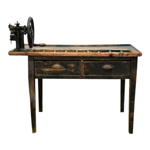 Antique French Cobblers Leatherwork Industrial Workbench Table