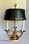 Early 20th Century Early 20th Century Brass Bouillotte Lamp With Horn-Form Arms & Adjustable Green Tôle Shade For Sale - Image 5 of 12