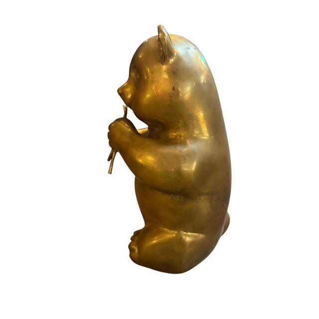 MCM Brass Panda Statue Figurine For Sale - Image 10 of 17