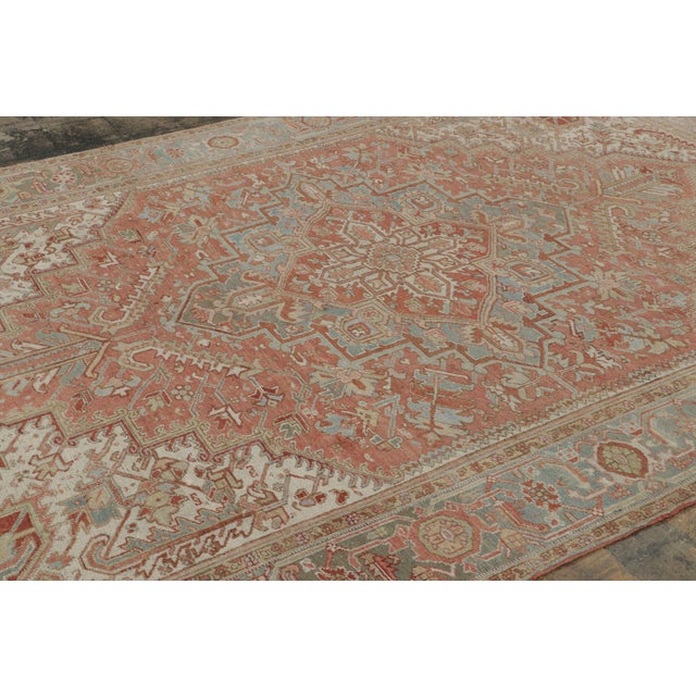Rug & Kilim Antique Persian Heriz Rug in Red With Medallion and Dense Florals - Rug & Kilim For Sale - Image 4 of 7