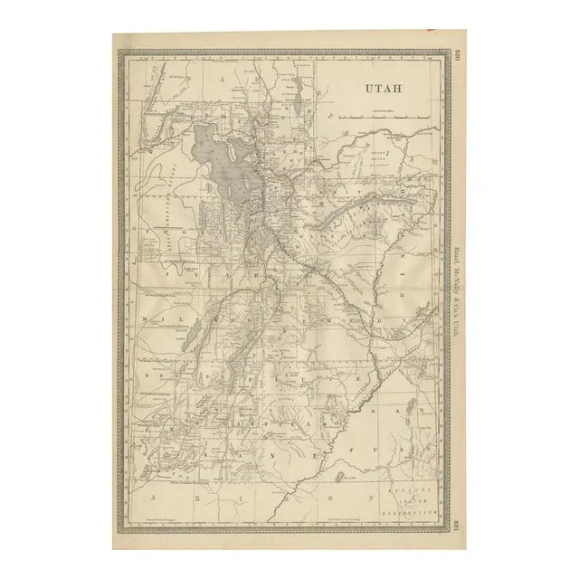 Utah Map with The Beehive States Railroads and Counties and Great Salt Lake, 1888 For Sale - Image 10 of 10