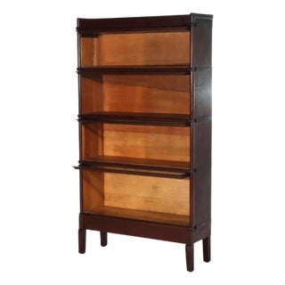 Arts & Crafts Oak 4-Stack Barrister Bookcase With Raised Panels C1910 For Sale