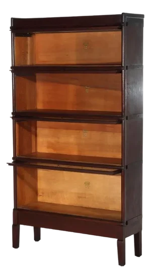 Arts & Crafts Oak 4-Stack Barrister Bookcase With Raised Panels C1910