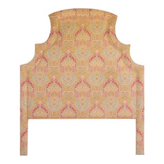 Queen Sized Upholstered Headboard in Paisley Jacquard For Sale