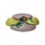 Unique Late 19th Century Lavender and Yellow Shell 4-Compartment Majolica Serving Dish. Brown Shell Sits Atop Piece. Green...