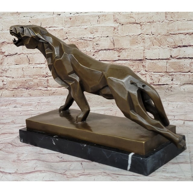 Henry Moore Modern Art Abstract Jaguar Panther Cougar Lion Bronze Sculpture For Sale In New York - Image 6 of 10