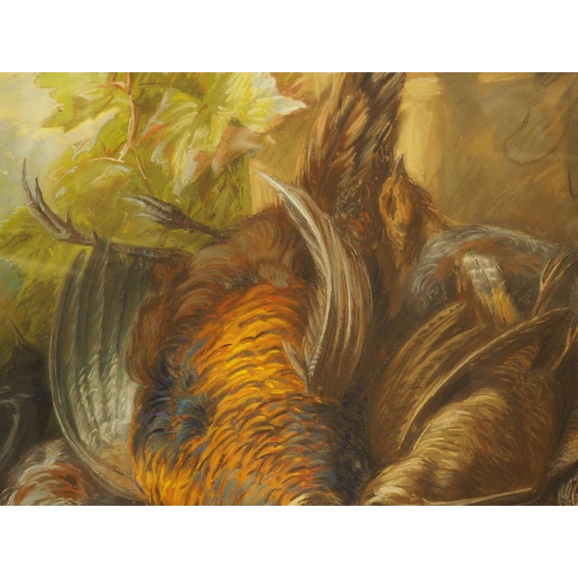 A Signed 19th Century French Oval Hunt Trophy Still Life, Pastel on Canvas For Sale - Image 12 of 18