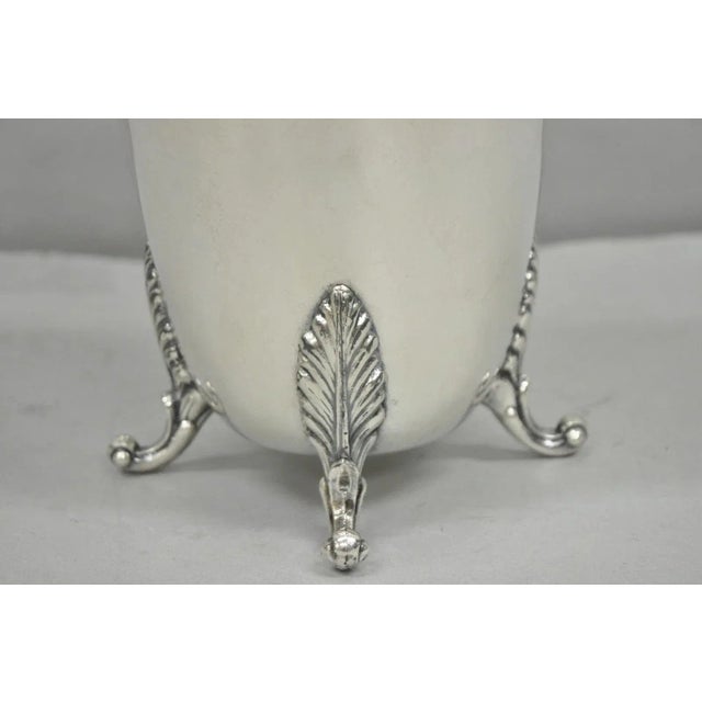 Vintage Victorian Silver Plated Bulbous Footed Water Pitcher W/ Handle by Hs For Sale - Image 4 of 11