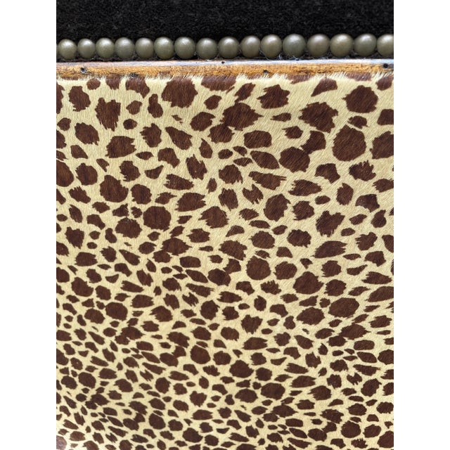 Brown Exotic Pair of Animal Print Upholstered Ottomans For Sale - Image 8 of 13
