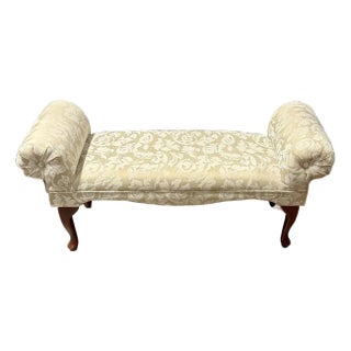 Late 20th Century Queen Anne Style Rolled Arm Bench For Sale